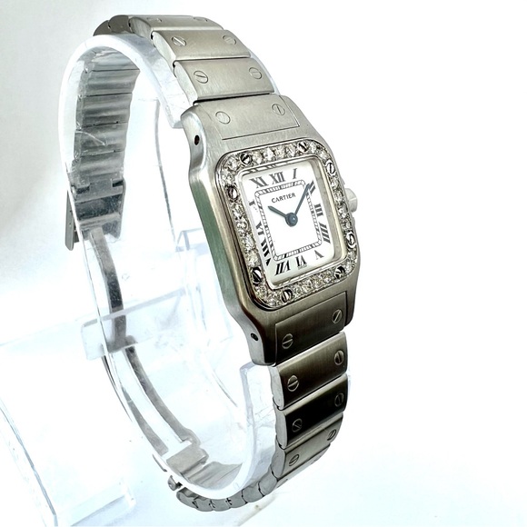 CARTIER Santos Galbee Quartz Steel 0.69TCW DIAMOND Watch - Picture 4 of 7